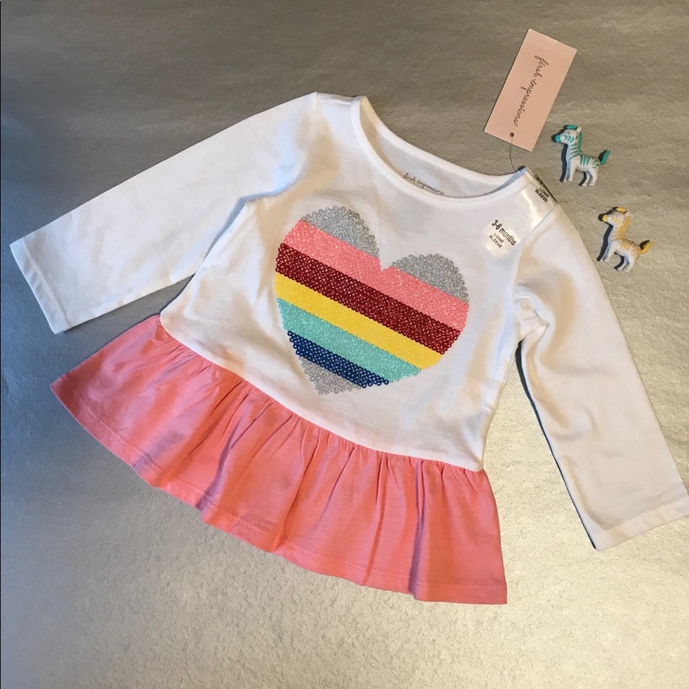 Baby girl  carton glitter heart top